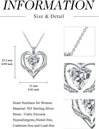 WINNICACA Birthday Gift for Mom Heart Necklace for Women 925 Sterling Silver Birthstone Necklace Jewelry Gift for Women Wife Her Girlfriend Sister in Saudi Arabia