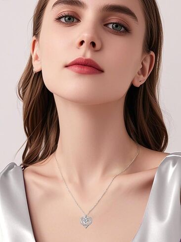 WINNICACA Birthday Gift for Mom Heart Necklace for Women 925 Sterling Silver Birthstone Necklace Jewelry Gift for Women Wife Her Girlfriend Sister in Saudi Arabia