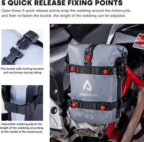 Motorcycle Crash Bar Bag 2PCS Moto Tail Bag Motorcycle Bumper Bags Bike Side Pannier PVC Waterproof Frame Mount Motorcycles Pack Motor Fender Pouch for Most Motorcycles Black 12L in Saudi Arabia