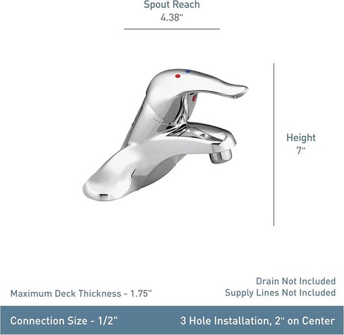 Moen Chateau Chrome Single Handle Bathroom Faucet Without Drain Assembly, L4605 in Saudi Arabia