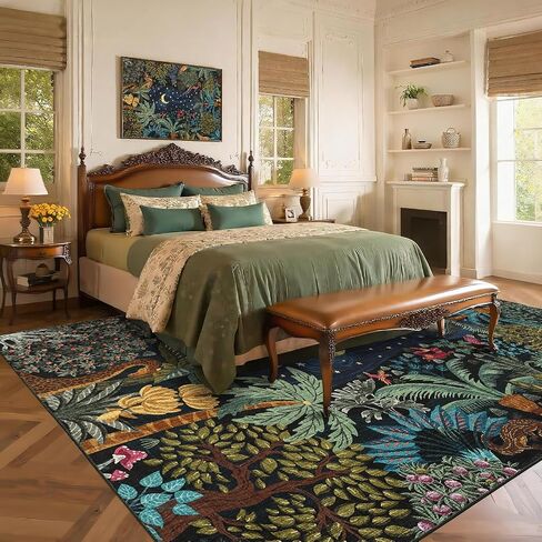 GarveeHome 5x7 Jungle Area Rug Washable Rugs for Living Room Bedroom, Soft Low Pile Non Slip Accent Floor Mat Animal Print Throw Rug Indoor Carpet Dining Room Playroom in Saudi Arabia