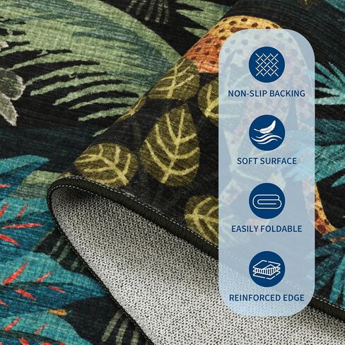 GarveeHome 5x7 Jungle Area Rug Washable Rugs for Living Room Bedroom, Soft Low Pile Non Slip Accent Floor Mat Animal Print Throw Rug Indoor Carpet Dining Room Playroom in Saudi Arabia