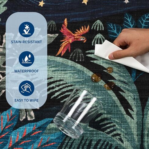 GarveeHome 5x7 Jungle Area Rug Washable Rugs for Living Room Bedroom, Soft Low Pile Non Slip Accent Floor Mat Animal Print Throw Rug Indoor Carpet Dining Room Playroom in Saudi Arabia