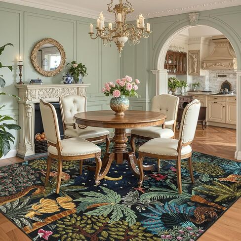 GarveeHome 5x7 Jungle Area Rug Washable Rugs for Living Room Bedroom, Soft Low Pile Non Slip Accent Floor Mat Animal Print Throw Rug Indoor Carpet Dining Room Playroom in Saudi Arabia
