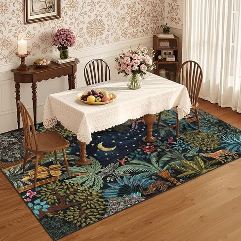 GarveeHome 5x7 Jungle Area Rug Washable Rugs for Living Room Bedroom, Soft Low Pile Non Slip Accent Floor Mat Animal Print Throw Rug Indoor Carpet Dining Room Playroom in Saudi Arabia