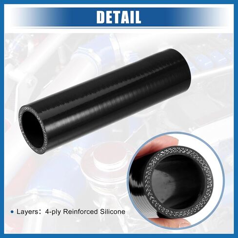 1.25" ID 6" Length 4-Ply Reinforced High Temp Straight Coupler Silicone Reducer Hose Black for Car Intercooler Intake Piping Item Replacement in Saudi Arabia