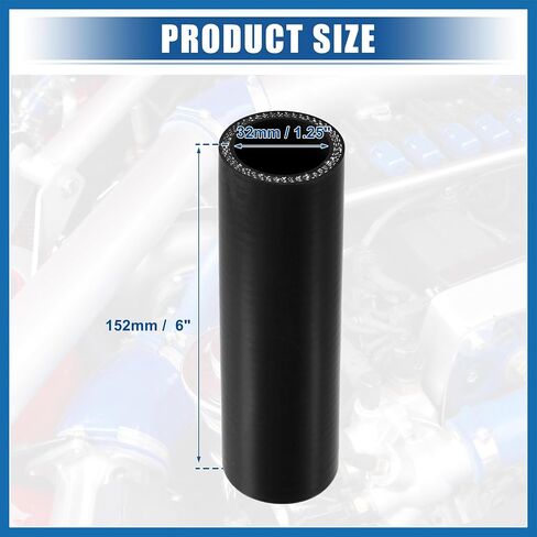 1.25" ID 6" Length 4-Ply Reinforced High Temp Straight Coupler Silicone Reducer Hose Black for Car Intercooler Intake Piping Item Replacement in Saudi Arabia