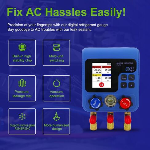 Z 110V 1/4HP 2 CFM AC Vacuum Pump Kit and AC Gauge Set, Single Stage Rotary Vane Air Vacuum Pump HVAC Gauges, with Three-Color Hose Carry Bag, Applicable to R134a R1234yf R12 R22 R410a in Saudi Arabia