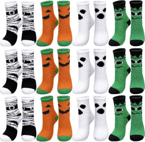 Liitrsh 8 Pairs Halloween Fuzzy Sock for Women Cozy Funny Unisex Halloween Socks Gifts Boo Spooky Basket Stuffers for Winter Sports Outdoor Gifts in Saudi Arabia