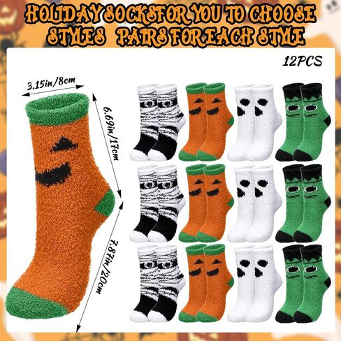 Liitrsh 8 Pairs Halloween Fuzzy Sock for Women Cozy Funny Unisex Halloween Socks Gifts Boo Spooky Basket Stuffers for Winter Sports Outdoor Gifts in Saudi Arabia