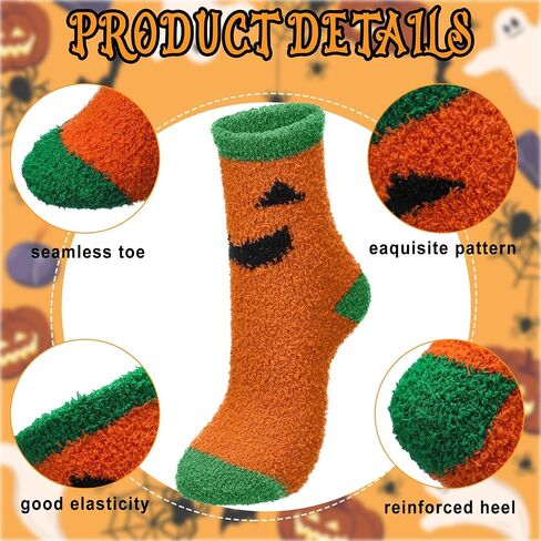 Liitrsh 8 Pairs Halloween Fuzzy Sock for Women Cozy Funny Unisex Halloween Socks Gifts Boo Spooky Basket Stuffers for Winter Sports Outdoor Gifts in Saudi Arabia