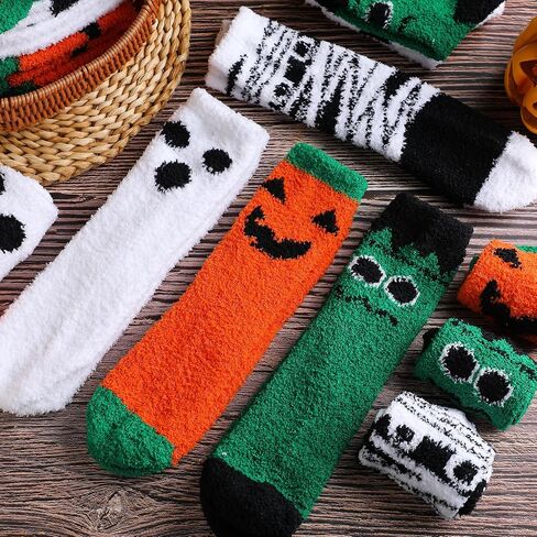 Liitrsh 8 Pairs Halloween Fuzzy Sock for Women Cozy Funny Unisex Halloween Socks Gifts Boo Spooky Basket Stuffers for Winter Sports Outdoor Gifts in Saudi Arabia