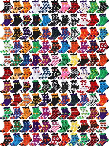120 Pairs Halloween Socks Bulk Novelty Pumpkin Ghost Skull Spider Skeleton Pattern Crew Sock Gifts for Women Men in Saudi Arabia