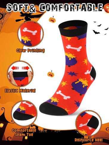 120 Pairs Halloween Socks Bulk Novelty Pumpkin Ghost Skull Spider Skeleton Pattern Crew Sock Gifts for Women Men in Saudi Arabia