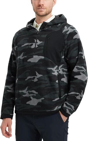 M MAELREG Hoodies for Men Quarter Zip Hooded Pullover Heavyweight Warm Microfleece Golf Polar Fleece Sweatshirt for Men in Saudi Arabia