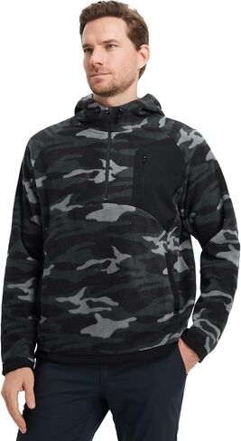 M MAELREG Hoodies for Men Quarter Zip Hooded Pullover Heavyweight Warm Microfleece Golf Polar Fleece Sweatshirt for Men in Saudi Arabia