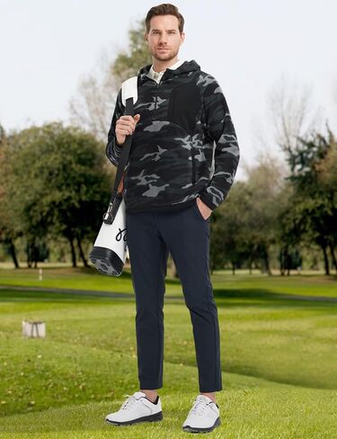 M MAELREG Hoodies for Men Quarter Zip Hooded Pullover Heavyweight Warm Microfleece Golf Polar Fleece Sweatshirt for Men in Saudi Arabia