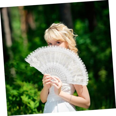 Cabilock 3pcs Lace Hand Fan Accents Vintage Folding Fan for Women for Weddings Parties Cosplay and Decorative Use and Elegant Design for Events in Saudi Arabia