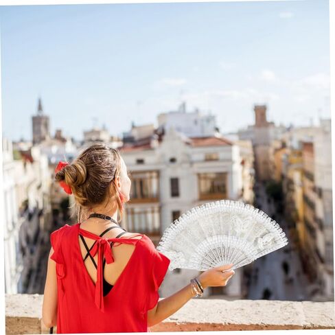 Cabilock 3pcs Lace Hand Fan Accents Vintage Folding Fan for Women for Weddings Parties Cosplay and Decorative Use and Elegant Design for Events in Saudi Arabia