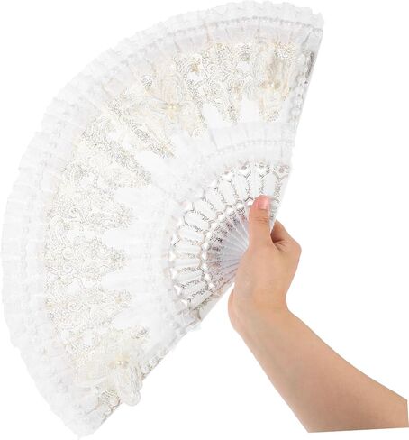 Cabilock 3pcs Lace Hand Fan Accents Vintage Folding Fan for Women for Weddings Parties Cosplay and Decorative Use and Elegant Design for Events in Saudi Arabia