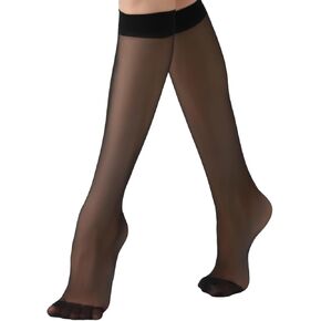 8 Pairs Sheer Knee High Stockings for Women 15D Sheer Socks Nylons Pantyhose for Women with Wide Calf in Saudi Arabia