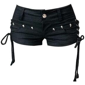 Y2k Summer Women Low Rise Denim Shorts with Belt Harajuku Jean Hot Pants Gothic Vintage Casual Streetwear in Saudi Arabia