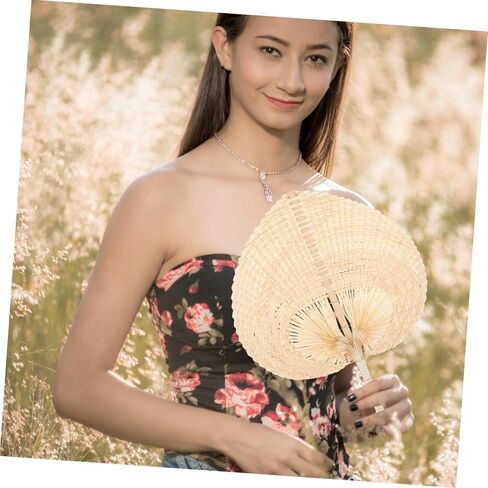 Cabilock Vintage Woven Hand Fan Portable Natural Handheld Fan for Cooling Lightweight Decorative Accessory for Outdoor Activities Gifting in Saudi Arabia