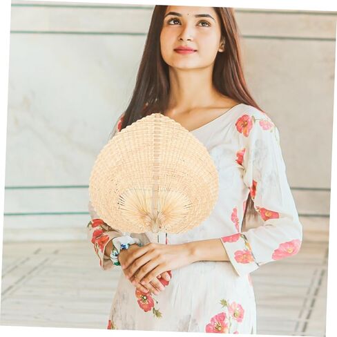 Cabilock Vintage Woven Hand Fan Portable Natural Handheld Fan for Cooling Lightweight Decorative Accessory for Outdoor Activities Gifting in Saudi Arabia