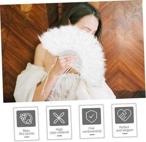Cabilock 3pcs Wedding Plume Fan for Brides Unique Handheld Stage Performance Fan Iridescent Design for Wedding Guests and Photography Props and Attractive in Saudi Arabia