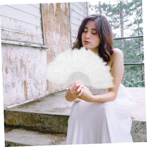 Cabilock 3pcs Wedding Plume Fan for Brides Unique Handheld Stage Performance Fan Iridescent Design for Wedding Guests and Photography Props and Attractive in Saudi Arabia