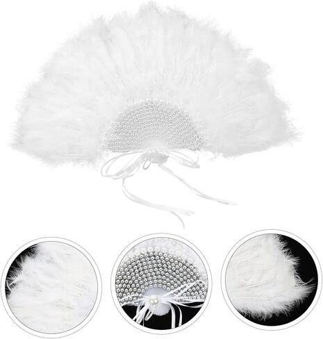 Cabilock 3pcs Wedding Plume Fan for Brides Unique Handheld Stage Performance Fan Iridescent Design for Wedding Guests and Photography Props and Attractive in Saudi Arabia
