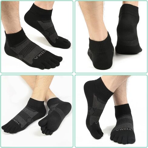 VWELL Merino Wool Toe Socks for Men and Women, Moisture Wicking Ankle Five Finger socks Athletic Running (3Pairs) in Saudi Arabia