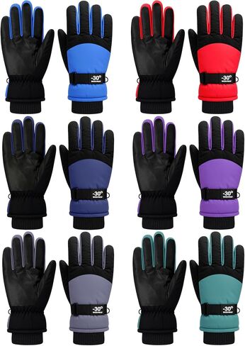 Bencailor 6 Pairs Mens Winter Snow Gloves Women Warm Waterproof Ski Mittens Adjustable for Adult Cold Weather in Saudi Arabia