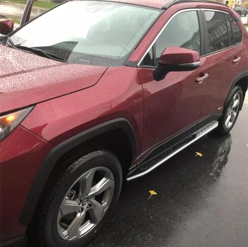 لوحات تشغيل بخطوات جانبية تناسب Toyota RAV4 2019 قضبان Nerf من الألومنيوم قطعتين مع واقي للأقواس in Saudi Arabia
