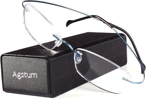 نظارة Agstum Titanium بدون إطار مرنة بدون مفصل نظارات بصرية بعدسة شفافة (معدنية، بدون وصفة طبية 55 مم) in Kuwait