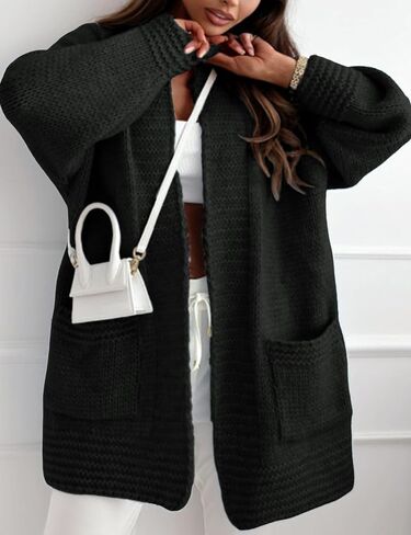 APAFES Womens Cardigan Sweaters Open Front Long Soft Chunky Knit Sweater Outerwear with Pockets in Saudi Arabia