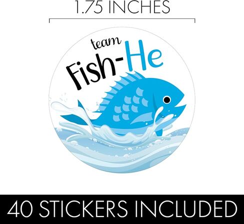 Fishing Themed Baby Gender Reveal Party - Fish Team He or Team She Stickers - 40 Labels in Saudi Arabia