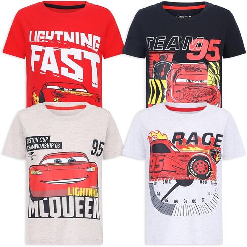 Disney Pixar Cars Lightning McQueen Boys 4 Pack T-Shirt for Toddler and Big Kids in Saudi Arabia