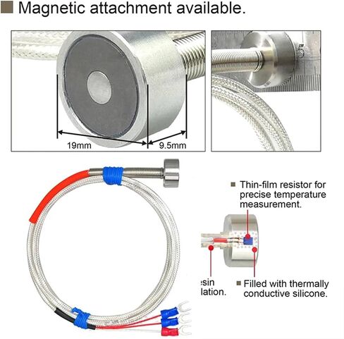 1Pcs Magnetic PT100 Sensor Magnetic Temperature Sensor Magnetic-Mount，High Temperature and Oil Resistance, Corrosion Resistance(2m) in Saudi Arabia