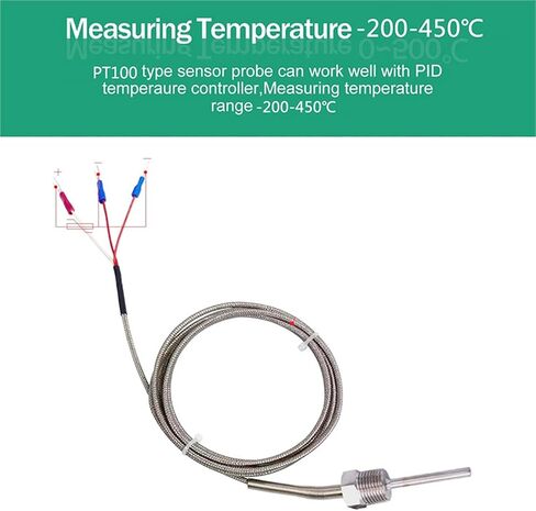 800°C Degree High Temperature Sensor Thread NPT 1/2 Stainless Steel Probe K Type PT100 Thermocouple Tube Temperature Controller(K Wire length1m,200mm) in Saudi Arabia