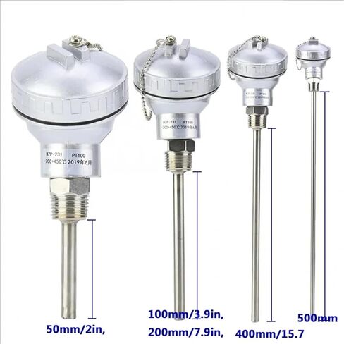 Stainless Steel -200~420mm PT100 Temperature Sensor Probe 1/2 Thread Thermocouple Terminal Head for Temperature Sensor(300mm) in Saudi Arabia