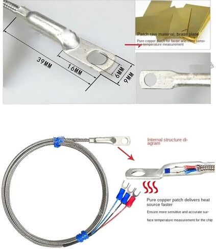 6mm Hole Washer K/PT100 Type Thermocouple Temperature Sensor Probe 1-10M Cable for Industrial Temperature Sensor 0~600°C(PT100 Type 2M) in Saudi Arabia