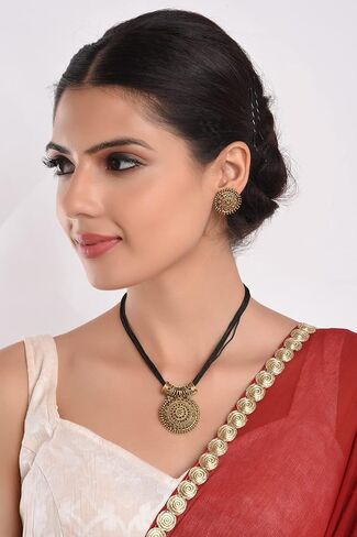 Efulgenz Mothers Day Gift Indian Jewelry Sets for Women Bollywood Jewelry Indian Ethnic Designer Necklace and Earrings Jewelry Set in Antique Gold Tone for Women in Kuwait