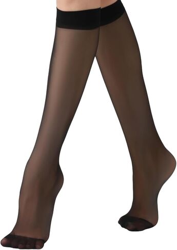 8 Pairs Sheer Knee High Stockings for Women 15D Sheer Socks Nylons Pantyhose for Women with Wide Calf in Saudi Arabia