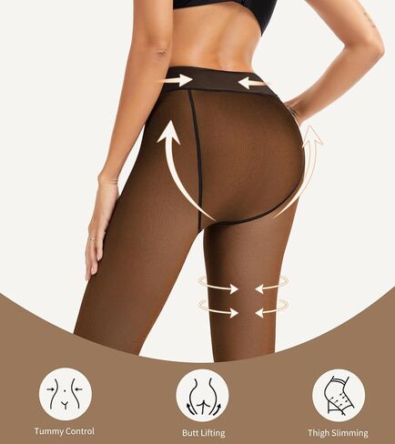 Fleece Lined Leggings Women, Fake Translucent Thermal Tigts, Fleece Lined Tights in Saudi Arabia