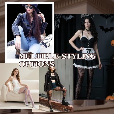 Zando Sexy Floral Lace Patterned Tights Fishnet Stockings for Women - High Waist Pantyhose for Halloween Cosplay Party in Saudi Arabia
