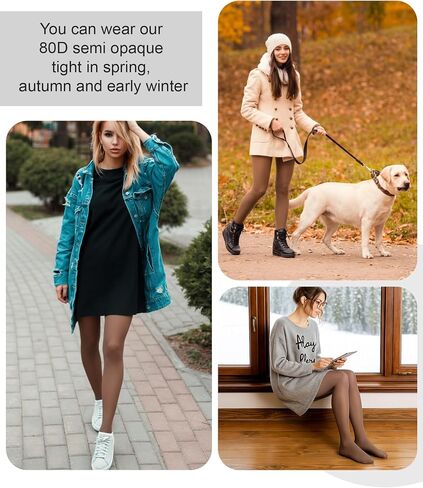 Women's 80D Semi Opaque Tights Fake Translucent Tights Soft Faux Sheer Pantyhose Stretchy High Waist Leggings in Saudi Arabia