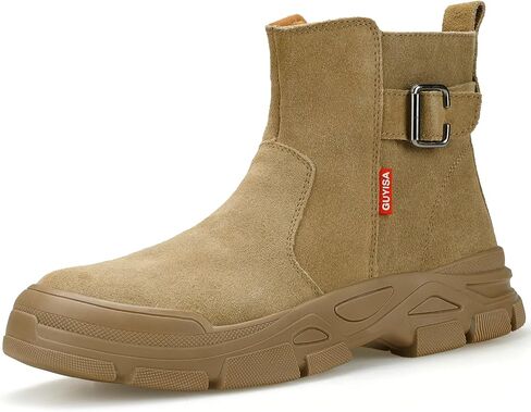 Welding Steel Toe Work Boots for Men Slip on Safety Boots High Top Brown Steel Toe Shoes for Men Rubber Sole Mens Work Shoes Zipper Botas de Trabajo para Hombre, Men's Size 9.5 in Saudi Arabia