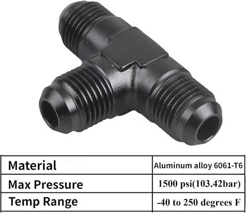 YSIL 10AN Male Flare Tee Fuel Fitting Adapter T Block Union Aluminum Black in Saudi Arabia