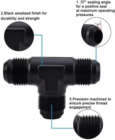 YSIL 10AN Male Flare Tee Fuel Fitting Adapter T Block Union Aluminum Black in Saudi Arabia